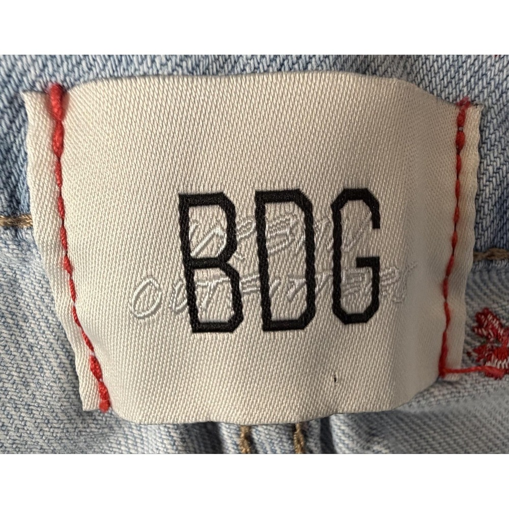 BDG Jeans Womens 26 Light Wash Blue High Rise Loose Baggy Floral Embroidered - Picture 4 of 14